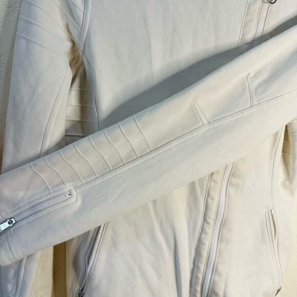 Athleta Magnolia White Moto Jacket Full Zip Fleece Lining Women's Size M - Picture 15 of 15